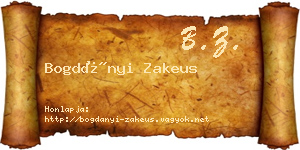 Bogdányi Zakeus névjegykártya